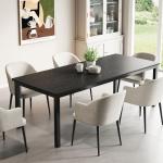 GarveeHome 78.7 in Industrial Dining Table for 6, Wooden Long Dinner Table with Mortise Tenon Design, Kitchen Table with Sturdy Metal Legs, for Dining Room Home Office Living Room, Black