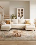 TROMIRY U-Shaped Sectional Couches for Living Room | 112 Inch Modern Sectional Couch | Warm White Chenille Sofa with Double Chaise for Apartment