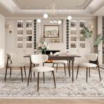 MALOL Dining Chairs Set of 4, Curved Back Kitchen Room Chairs with Metal Legs and Anti Slip Pads, Upholstered Dining Chair for Home and Restaurant, Beige