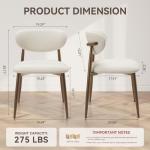 MALOL Dining Chairs Set of 4, Curved Back Kitchen Room Chairs with Metal Legs and Anti Slip Pads, Upholstered Dining Chair for Home and Restaurant, Beige