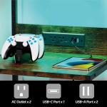 SZLHANJZ Nightstand, Dresser Nightstand with Charging Station, 3 Drawers Night Stand with Storage and LED Lights, 3 Shelves and Hooks, End Side Table for Bedroom, Rustic Brown