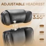 COLAMY Office Chair with Retractable Footrest, Ergonomic High Back Design Executive Computer Desk Chair with Removable Lumbar Pillow, 90-135°Reclining, Thick Bonded Leather for Home Office Work, Black