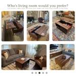 HAIOOU Lift Top Coffee Table, Mid Century Modern Coffee Table with Storage for Living Room, Walnut Coffee Tables with Sliding Fence Door, 35.4'' Rectangular Fluted Center Table (Brown)