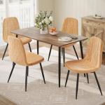 VASAGLE Dining Chairs, Set of 4 Dining Room Chairs, Metal Frame, Adjustable Feet, Easy to Clean, Glacier-Textured Synthetic Leather, for Kitchen, Caramel Brown UKDC188K01