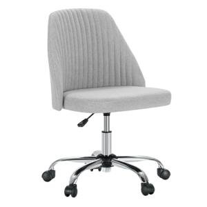 DUMOS Office Chair, Comfy Desk Chair Rolling Vanity Swivel Task Chairs with Wheels, Wide Seating Armless Height Adjustable Computer Chairs for Home,Bedroom,Student,Adults, Classic Grey