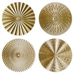 RUNTIVAN 4 Pack Metal Wall Art Decor - 11inch Sunburst Hanging Metal Artwork Decor Wall Art Decorations for Home Living Room Office Gift for Christmas(Gold)