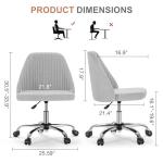 DUMOS Office Chair, Comfy Desk Chair Rolling Vanity Swivel Task Chairs with Wheels, Wide Seating Armless Height Adjustable Computer Chairs for Home,Bedroom,Student,Adults, Classic Grey