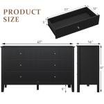 RoyalCraft Black 6 Drawer Dresser, Fluted Modern Wood Dresser, Double Chest of Drawers for Bedroom, TV Stand Storage Cabinet for Living Room