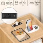 MECHYIN Night Stand Set 2, Nightstands Set of 2 with Charging Station, Rattan Side Tables with Solid Wood Legs, Boho Bedside End Table for Farmhouse Bedroom Dorm Small Space - Natural