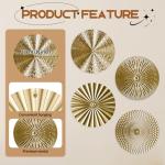 RUNTIVAN 4 Pack Metal Wall Art Decor - 11inch Sunburst Hanging Metal Artwork Decor Wall Art Decorations for Home Living Room Office Gift for Christmas(Gold)