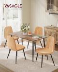 VASAGLE Dining Chairs, Set of 4 Dining Room Chairs, Metal Frame, Adjustable Feet, Easy to Clean, Glacier-Textured Synthetic Leather, for Kitchen, Caramel Brown UKDC188K01
