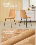 VASAGLE Dining Chairs, Set of 4 Dining Room Chairs, Metal Frame, Adjustable Feet, Easy to Clean, Glacier-Textured Synthetic Leather, for Kitchen, Caramel Brown UKDC188K01