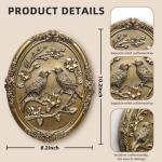 Vintage Bird Wall Sculpture,Antique Wall Decor,Retro Art Birds Sculpture,Hand Painted Wall Decoration with Embossed Couple Birds Design,Vintage Wall Decor for Living Room Bedroom Dining Room Hallway, Mothers Day Gifts