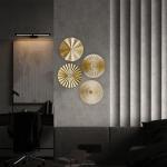 RUNTIVAN 4 Pack Metal Wall Art Decor - 11inch Sunburst Hanging Metal Artwork Decor Wall Art Decorations for Home Living Room Office Gift for Christmas(Gold)