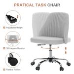 DUMOS Office Chair, Comfy Desk Chair Rolling Vanity Swivel Task Chairs with Wheels, Wide Seating Armless Height Adjustable Computer Chairs for Home,Bedroom,Student,Adults, Classic Grey