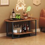 HOOBRO Coffee Table for Living Room, Oval Small Coffee Table with 2-Tier Open Storage Shelf, Industrial Cocktail Tea Table, Wooden Desktop Center Table, Farmhouse, Home Office, Rustic Brown BF09KF01