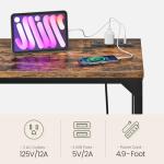 CHOEZON 70.9'' Bar Table, Kitchen Dining Table with Power Outlet and Footrest, Industrial Style, for Pub, Living Room, Rustic Brown and Black TBT08UBF