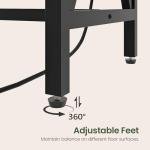 CHOEZON 70.9'' Bar Table, Kitchen Dining Table with Power Outlet and Footrest, Industrial Style, for Pub, Living Room, Rustic Brown and Black TBT08UBF