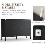 RoyalCraft Black 6 Drawer Dresser, Fluted Modern Wood Dresser, Double Chest of Drawers for Bedroom, TV Stand Storage Cabinet for Living Room