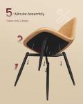 VASAGLE Dining Chairs, Set of 4 Dining Room Chairs, Metal Frame, Adjustable Feet, Easy to Clean, Glacier-Textured Synthetic Leather, for Kitchen, Caramel Brown UKDC188K01