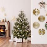 RUNTIVAN 4 Pack Metal Wall Art Decor - 11inch Sunburst Hanging Metal Artwork Decor Wall Art Decorations for Home Living Room Office Gift for Christmas(Gold)