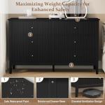RoyalCraft Black 6 Drawer Dresser, Fluted Modern Wood Dresser, Double Chest of Drawers for Bedroom, TV Stand Storage Cabinet for Living Room