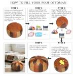 Thgonwid Unstuffed Moroccan Faux Leather Pouf Ottoman with Storage - Handmade Boho Chic Multi-Use Footrest for Living Room, Bedroom, Patio - Round Ethnic Floor Cushion & Decorative Accent, Tricolor