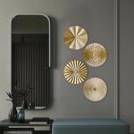 RUNTIVAN 4 Pack Metal Wall Art Decor - 11inch Sunburst Hanging Metal Artwork Decor Wall Art Decorations for Home Living Room Office Gift for Christmas(Gold)