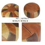 Thgonwid Unstuffed Moroccan Faux Leather Pouf Ottoman with Storage - Handmade Boho Chic Multi-Use Footrest for Living Room, Bedroom, Patio - Round Ethnic Floor Cushion & Decorative Accent, Tricolor