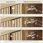 RUMBALUXY Fluted Buffet Cabinet Sideboard with Storage, Wooden Credenza with 2 Doors & Adjustable Shelf, Modern 15" Deep Accent Cabinet for Living Room, Kitchen Dining Room Entryway,Natural Oak