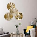 RUNTIVAN 4 Pack Metal Wall Art Decor - 11inch Sunburst Hanging Metal Artwork Decor Wall Art Decorations for Home Living Room Office Gift for Christmas(Gold)