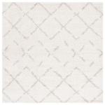 SAFAVIEH Arizona Shag Collection Area Rug - 8' Square, Ivory & Beige, Moroccan Diamond Design, Non-Shedding & Easy Care, 1.6-inch Thick Ideal for High Traffic Areas in Living Room, Bedroom (ASG743A)