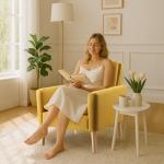 Modern Mustard Yellow Upholstered Accent Chair