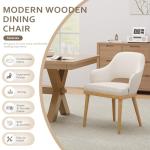 MALOL Wooden Dining Chairs Set of 4, Modern Fabric Upholstered Dining Room Chair, Kitchen Side Chairs, Farmhouse Dinner Chair with Open Back for Kitchen, Beige