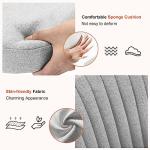 Sweetcrispy Armless Vanity Chair, Cute Comfy Home Office Desk Chair with Wheels, Modern Upholstered Task Computer Seat for Bedroom, Study, Makeup Vanity, Height Adjustable & Swivel, Classic Gray