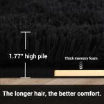 GarveeHome 9x12 Fluffy Area Rug- Shag Area Rug for Living Room, Shaggy Large Indoor Thick Living Room Carpet with Non-Slip Backing, Soft Plush Fuzzy Carpet for Bedroom, 9x12, Black