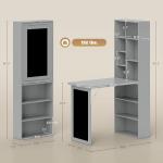 HOMCOM Fold-Out Convertible Writing Table, Computer Desk with Blackboard and Side Shelf Multi-Function Home Office Workstation, Charcoal Gray