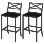 MAHANCRIS Bar Stools, Set of 2 Bar Chairs with Backrest and Footrest, 26" Tall Counter Bar Stools, Kitchen Breakfast Bar Chairs, Easy Assembly, for Dining Room, Black BAHB0901N1