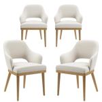 MALOL Wooden Dining Chairs Set of 4, Modern Fabric Upholstered Dining Room Chair, Kitchen Side Chairs, Farmhouse Dinner Chair with Open Back for Kitchen, Beige