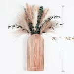 Set of 2 Wooden Vases with Pampas Grass and Eucalyptus – Boho Decor for Living Room, Modern Farmhouse Entryway or Bathroom, Rustic Art for Home Decoration