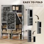 HOMCOM Fold-Out Convertible Writing Table, Computer Desk with Blackboard and Side Shelf Multi-Function Home Office Workstation, Charcoal Gray