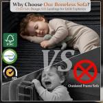 VYUXWO 108" Cloud Sectional Couch, Comfort U Shaped Boneless Couch for Living Room, Extra Deep Seats No Assembly, Minimalist Modular Sofa, Corduroy (Dark Grey, 2 Seater+Left Facing Chaise+Ottoman)