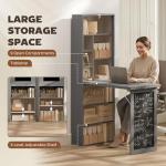 HOMCOM Fold-Out Convertible Writing Table, Computer Desk with Blackboard and Side Shelf Multi-Function Home Office Workstation, Charcoal Gray