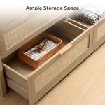 SICOTAS 7 Drawer Dresser for Bedroom, 57" Wide Rattan Dressers, Large Chest of Drawers for Bedroom, Dresser TV Stand, Boho Closet Organizer (Reclaimed Light Oak, 7 Drawers (1 pc))