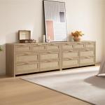 SICOTAS 7 Drawer Dresser for Bedroom, 57" Wide Rattan Dressers, Large Chest of Drawers for Bedroom, Dresser TV Stand, Boho Closet Organizer (Reclaimed Light Oak, 7 Drawers (1 pc))