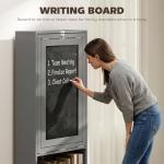 HOMCOM Fold-Out Convertible Writing Table, Computer Desk with Blackboard and Side Shelf Multi-Function Home Office Workstation, Charcoal Gray