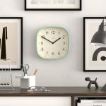 JONES CLOCKS® Sprite Wall Clock | Modern Retro Rounded Square Clock | 10 inch | Neo Mint Green | Easy to Read Numbers | Perfect for Kitchen or Office