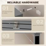 HOMCOM Fold-Out Convertible Writing Table, Computer Desk with Blackboard and Side Shelf Multi-Function Home Office Workstation, Charcoal Gray