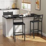 MAHANCRIS Bar Stools, Set of 2 Bar Chairs with Backrest and Footrest, 26" Tall Counter Bar Stools, Kitchen Breakfast Bar Chairs, Easy Assembly, for Dining Room, Black BAHB0901N1