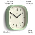 JONES CLOCKS® Sprite Wall Clock | Modern Retro Rounded Square Clock | 10 inch | Neo Mint Green | Easy to Read Numbers | Perfect for Kitchen or Office